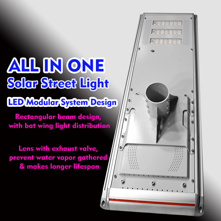 Timer Control Lighting 100W Battery Power Panel Lights System Outdoor Dimmable Integrated Led Solar Street Light