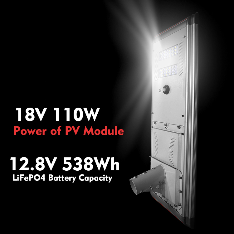 80W Led Solar Street Lights High Lumen Motion Sensor Waterproof Integrated Road Street Lights