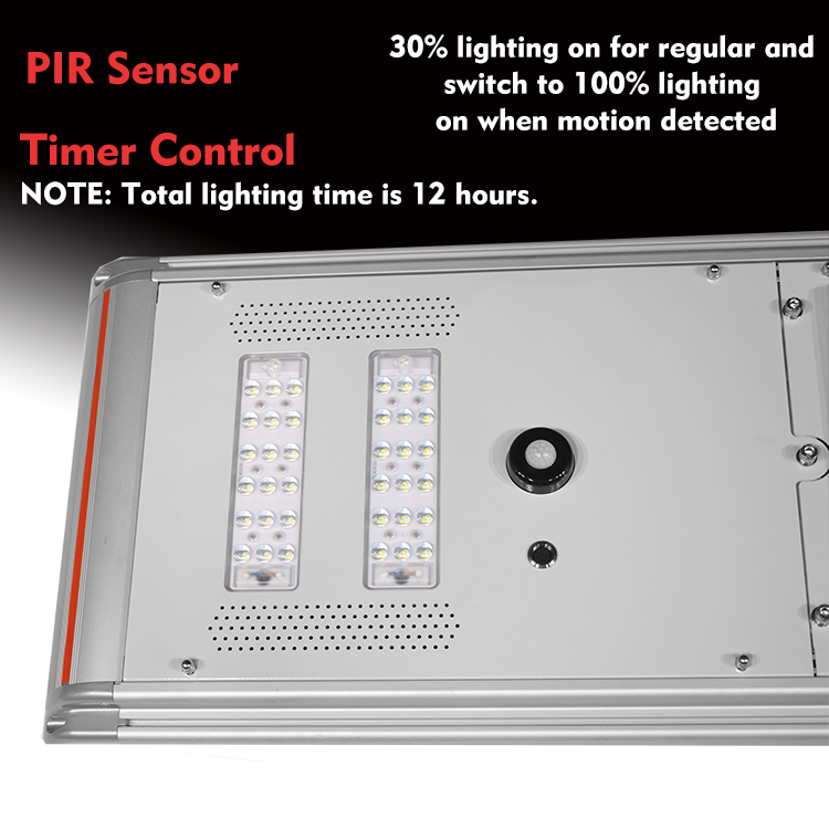 80W Led Solar Street Lights High Lumen Motion Sensor Waterproof Integrated Road Street Lights