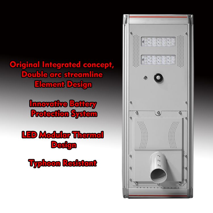 80W Led Solar Street Lights High Lumen Motion Sensor Waterproof Integrated Road Street Lights