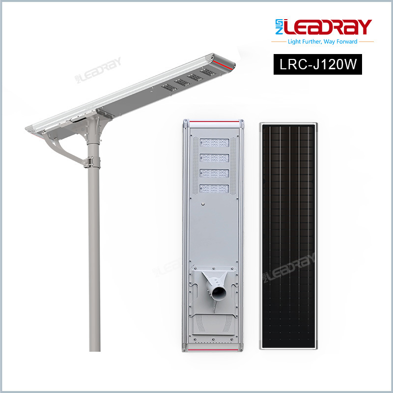 120W High lumen motion sensor Ip65 waterproof lamp outdoor smart all-in-one integrated solar street light led with timer remote