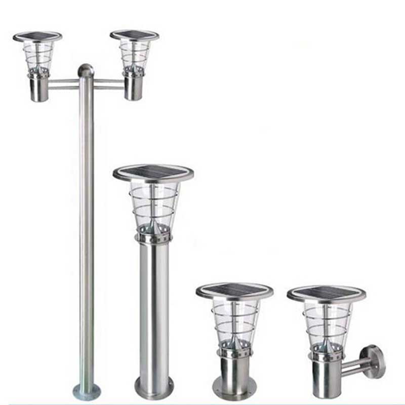 High Brightness LED Solar Bollard Garden Light Integrated Stainless Steel Source White Emitting IP65
