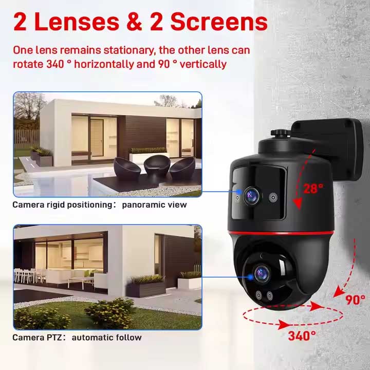 4MP 4G Dual Lens Intelligent Full Color Panoramic Camera IP66 Waterproof Smart Home Wireless WIFI Security CCTV Camera