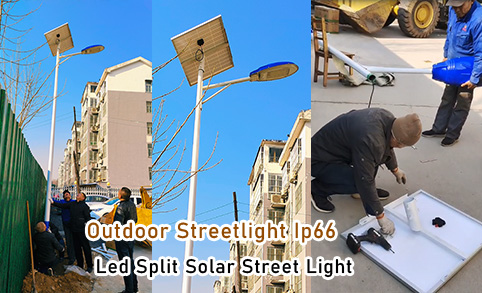 Farola LED solar integrada con control remoto - Luces de calle solares con ajuste automático