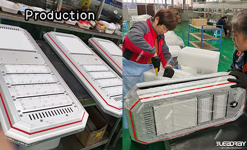 Producción de farolas solares de 80 W Proceso de producción de farolas solares: trabajo diario de LEADRAY