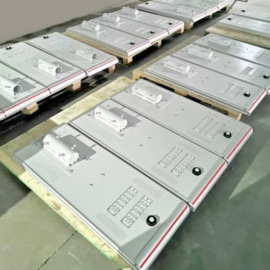 Sistema de control inteligente SMD de aluminio para exteriores, resistente al agua IP65, 40 W, blanco cálido, luz de calle LED solar integrada todo en uno