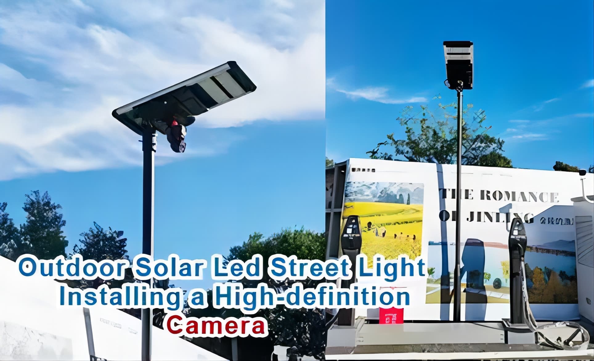 Farola LED solar integrada para exteriores con cámara de alta definición