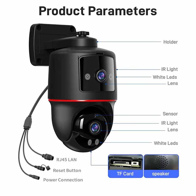 4MP 4G Dual Lens Intelligent Full Color Panoramic Camera IP66 Waterproof Smart Home Wireless WIFI Security CCTV Camera