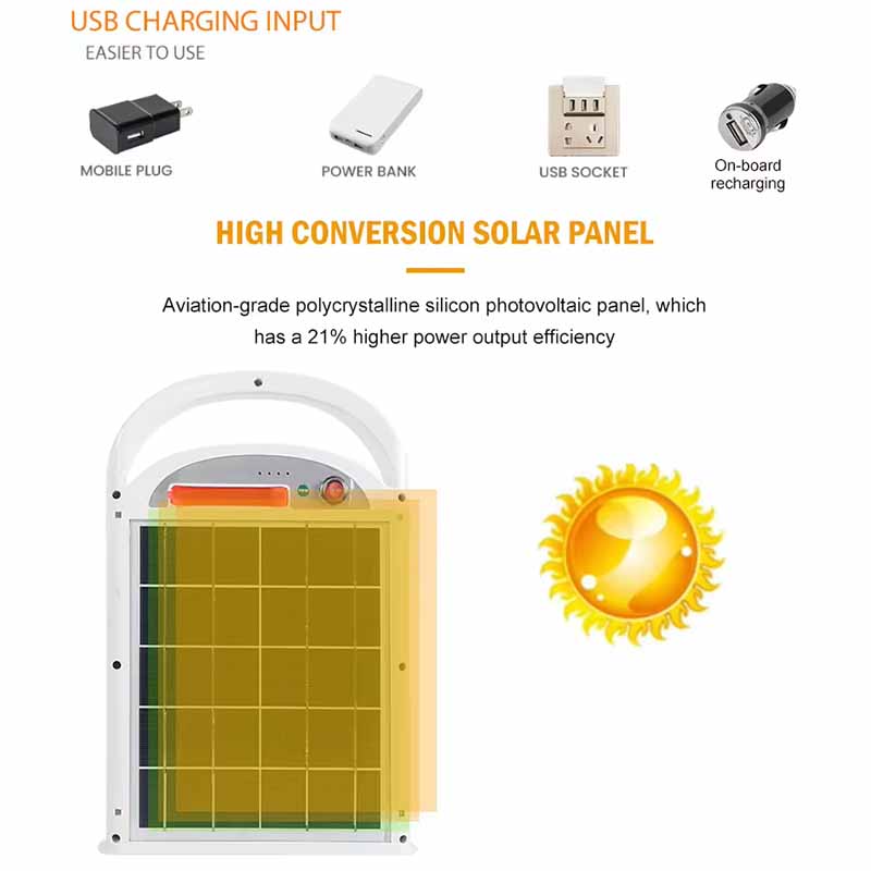 2024 Energy saving portable charging usb garden outdoor music ABS ip65 50w led solar flood light