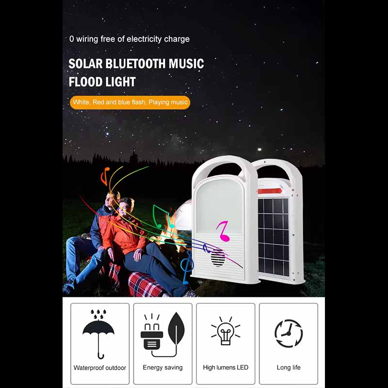 2024 Energy saving portable charging usb garden outdoor music ABS ip65 50w led solar flood light