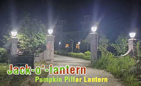 Luz solar para poste con forma de calabaza, luz LED para jardín, luz para poste de puerta exterior