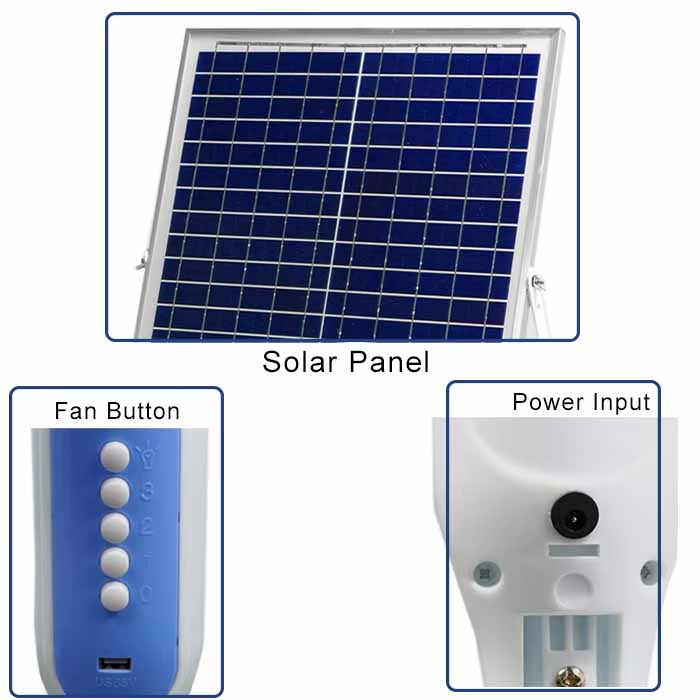Ventilador eléctrico recargable con energía solar, ventilador solar con panel solar.