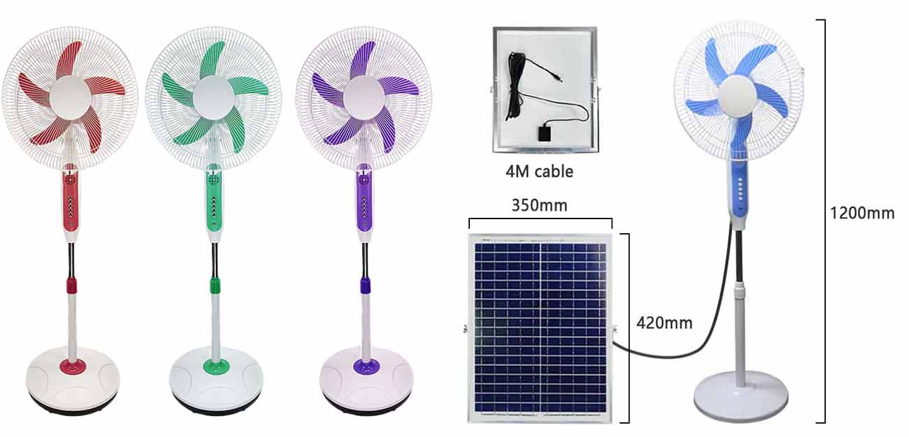  solar rechargeable power electric fan combines solar power and USB charging