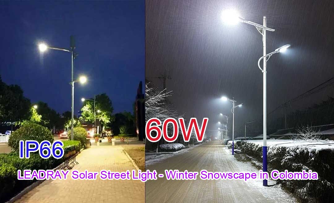 Farola solar LEADRAY: aplicación práctica en paisajes nevados de invierno, Colombia