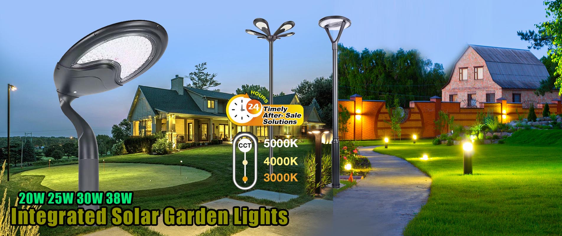Luz solar para estacionamiento, iluminación de aluminio para jardines, parques y paisajes.