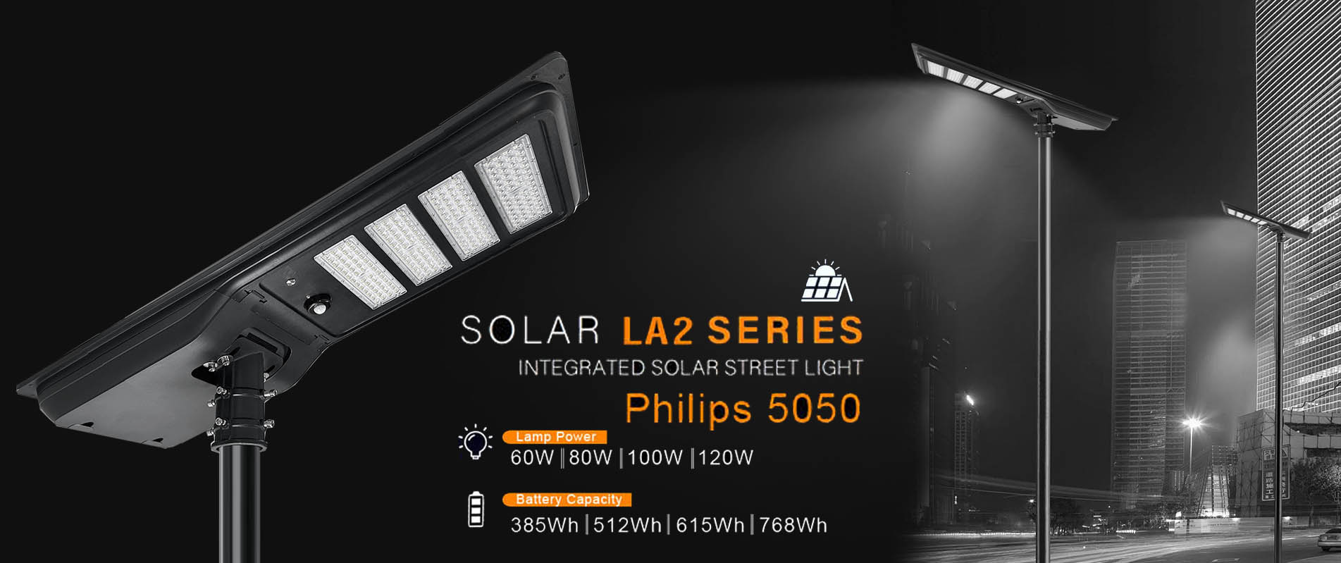 Farola solar LED de 60 W, duradera, de alta eficiencia, IP66, 6500 K, con sensor de movimiento