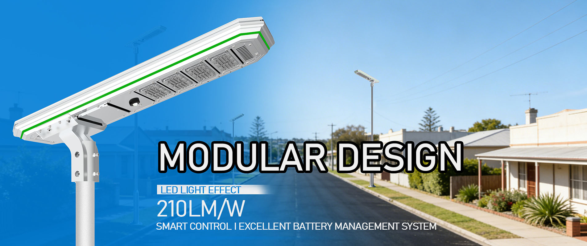 Controlador de carga inteligente de aluminio para exteriores, luz solar de calle dividida de 80 W