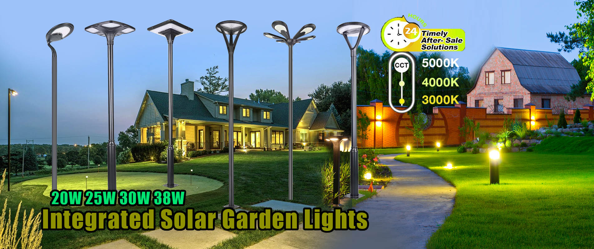 Luz solar para estacionamiento, iluminación de aluminio para jardines, parques y paisajes.