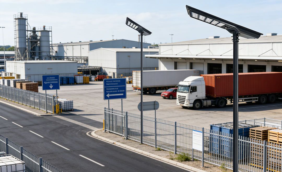 Instalación de farolas solares y fuentes de iluminación en el Parque Industrial de Orán, Argelia.