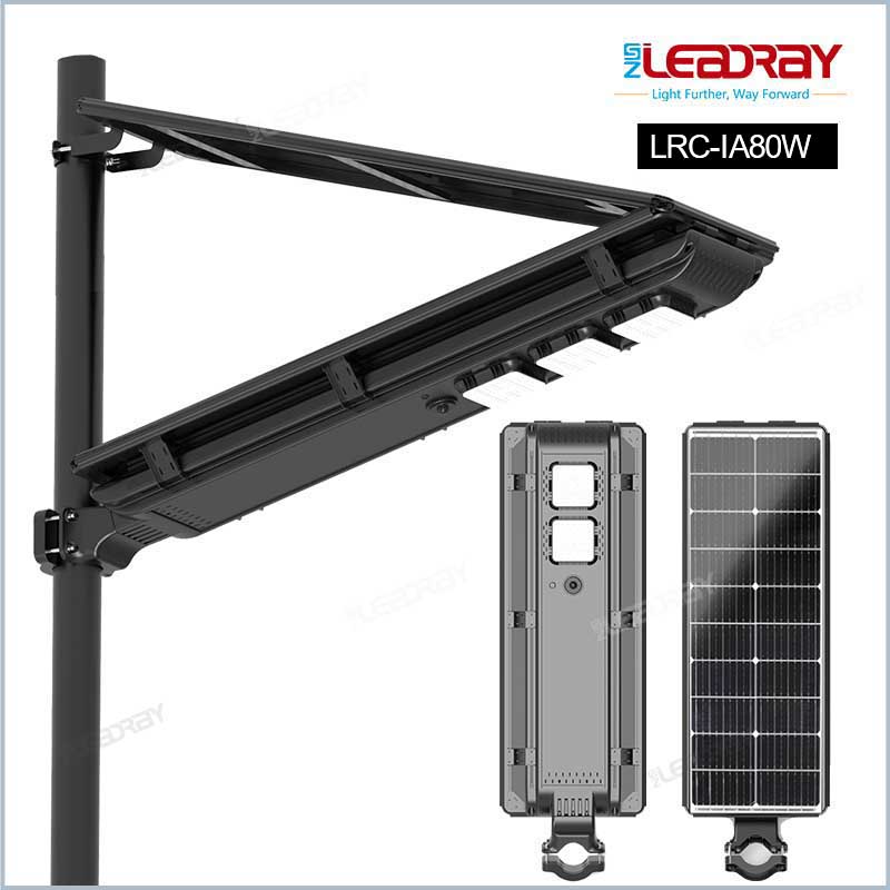 80w Durable High Efficient Pole Led Solar Street Light IP66 6500K Rader Sensor Solar Street Light