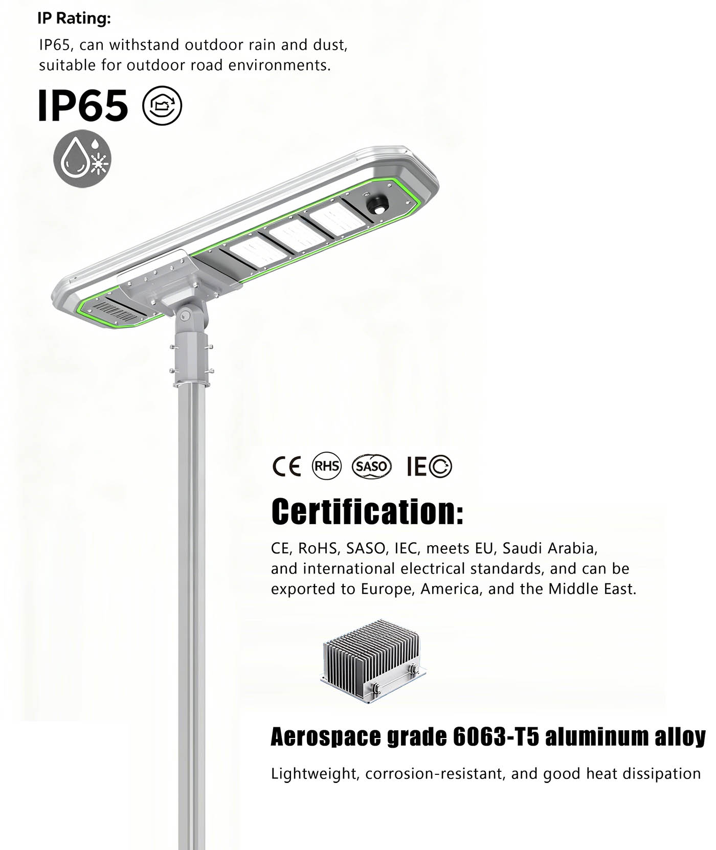 integrated solar street light equipped