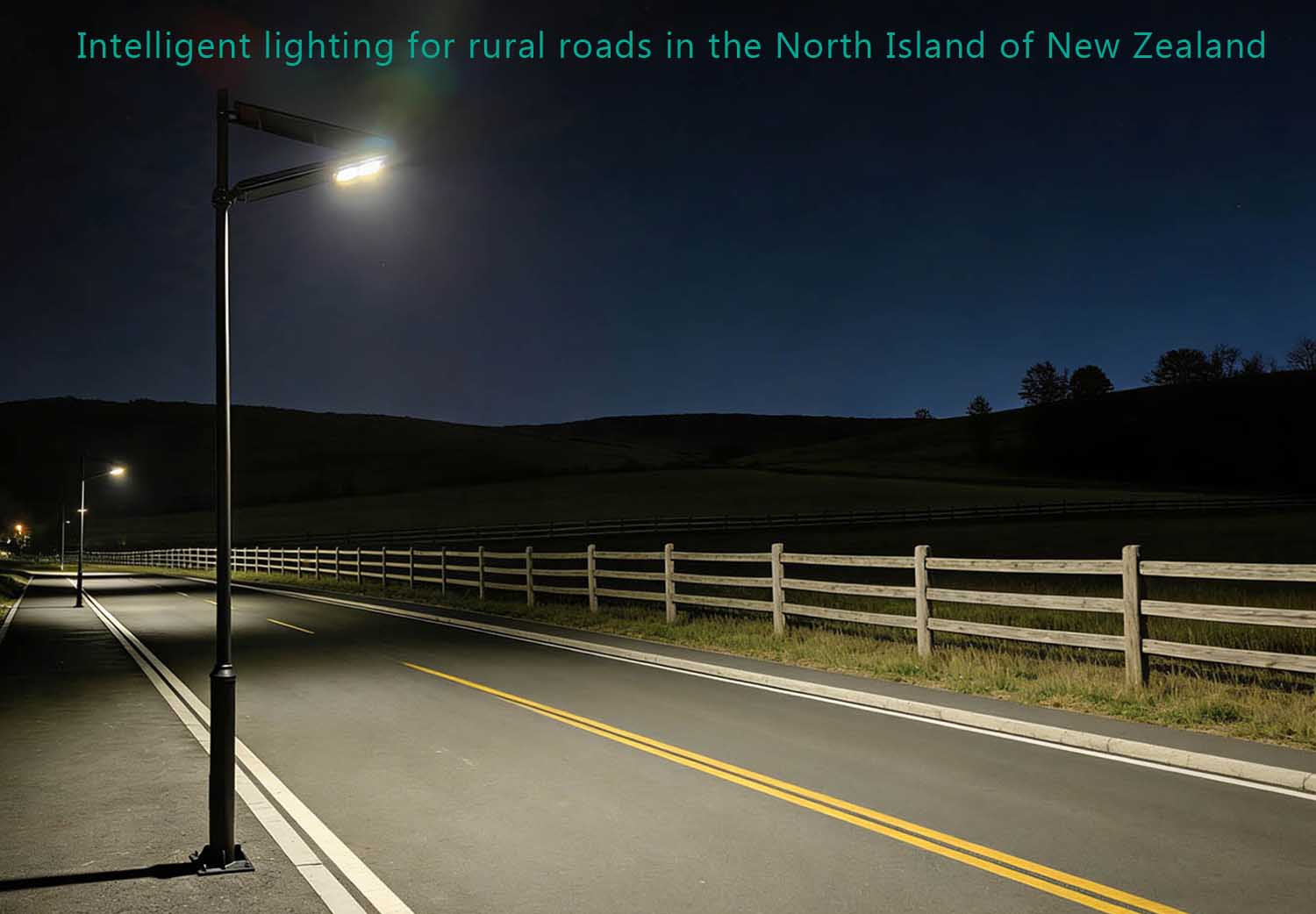 Sistema inteligente de control de iluminación para caminos rurales en la Isla Norte de Nueva Zelanda.