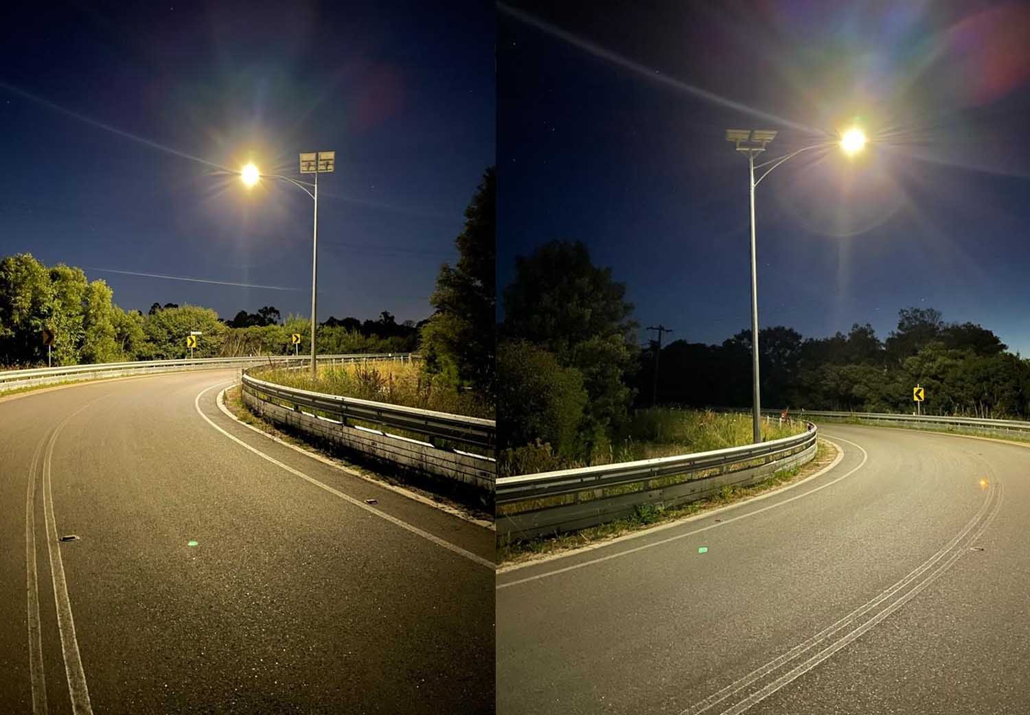Proyecto de farola solar dividida personalizada LRH-230W para carreteras rurales curvas en Australia.