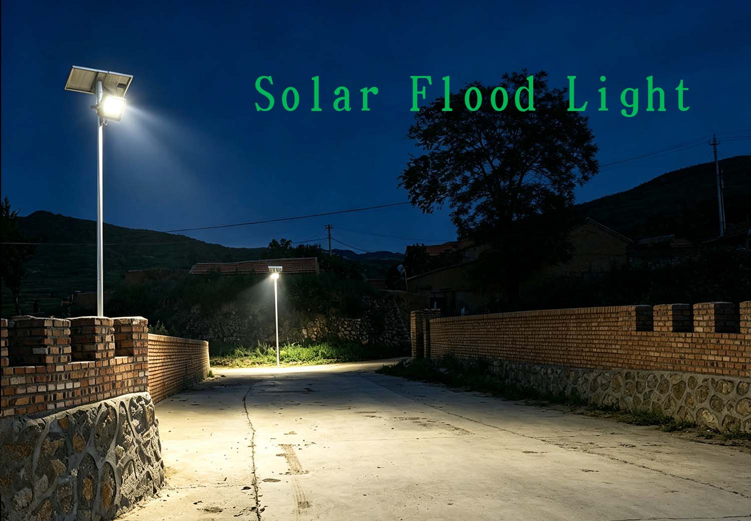 Proyectores solares para la renovación del alumbrado público en carreteras rurales.