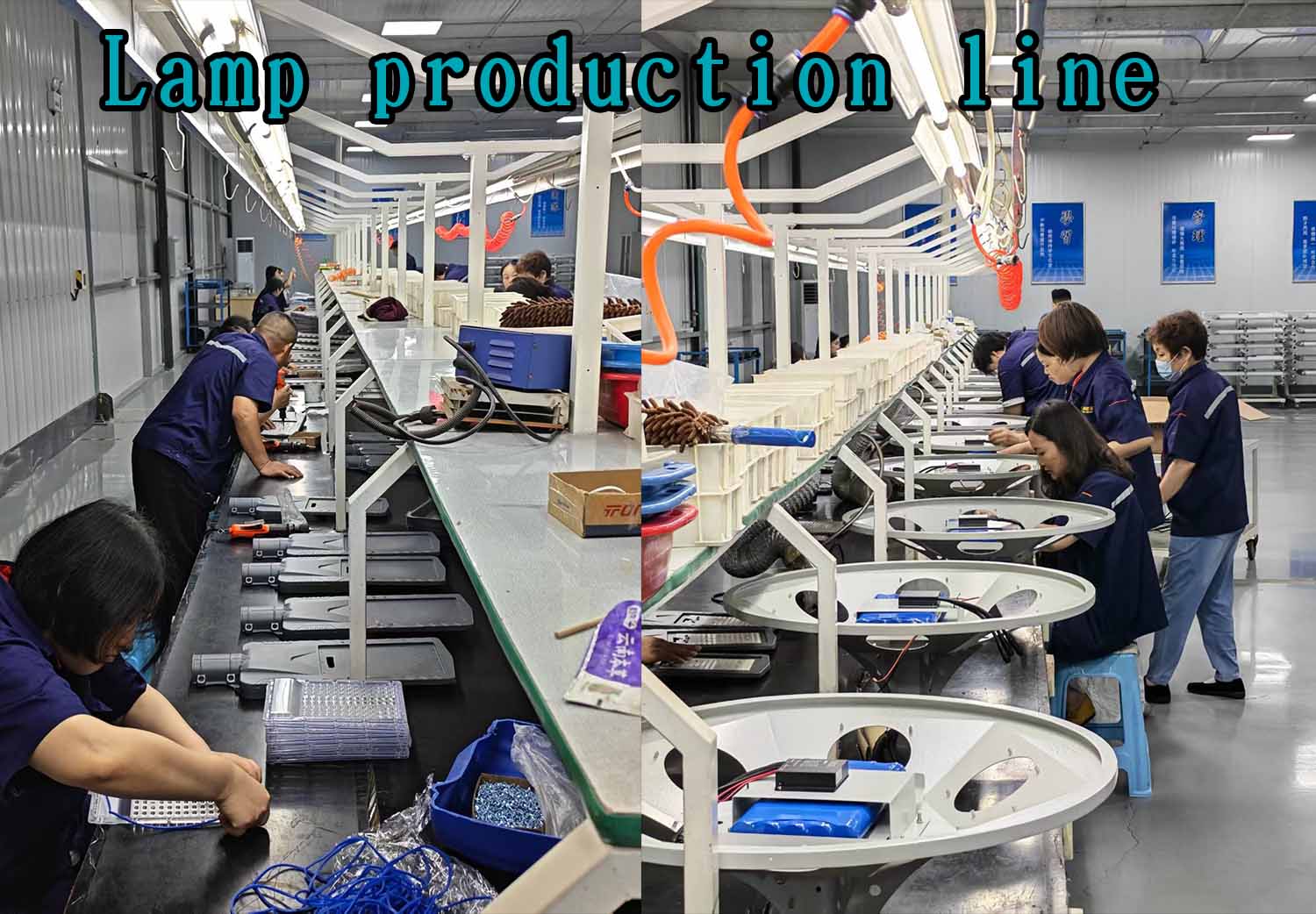Línea de producción de la fábrica LEADRAY: Fabricación estrictamente estandarizada de farolas solares LED de alta calidad.