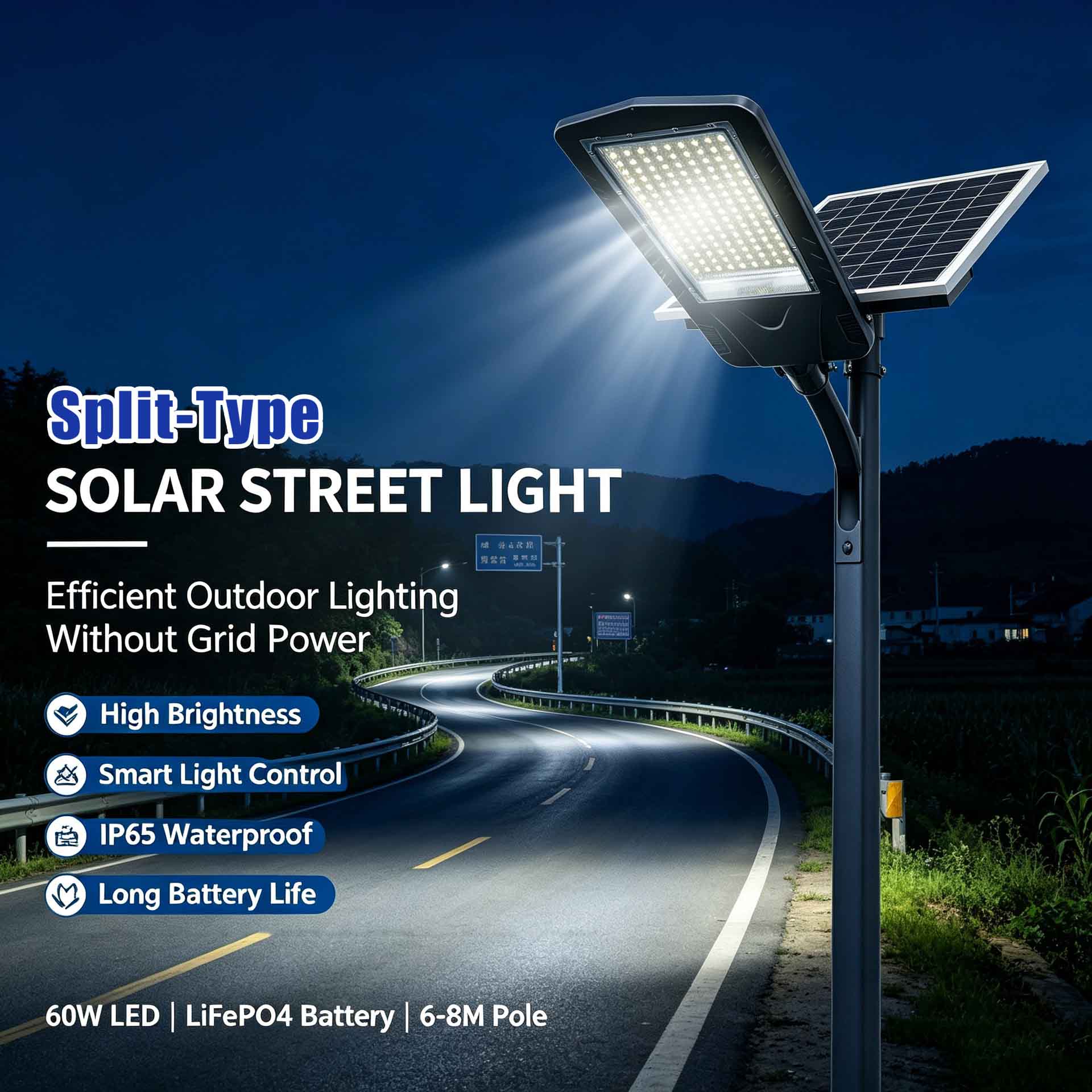 Split solar street lights Split solar street lights