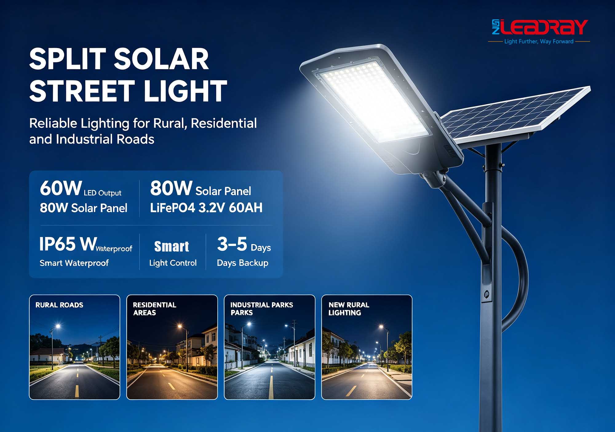 Split solar street lights Split solar street lights
