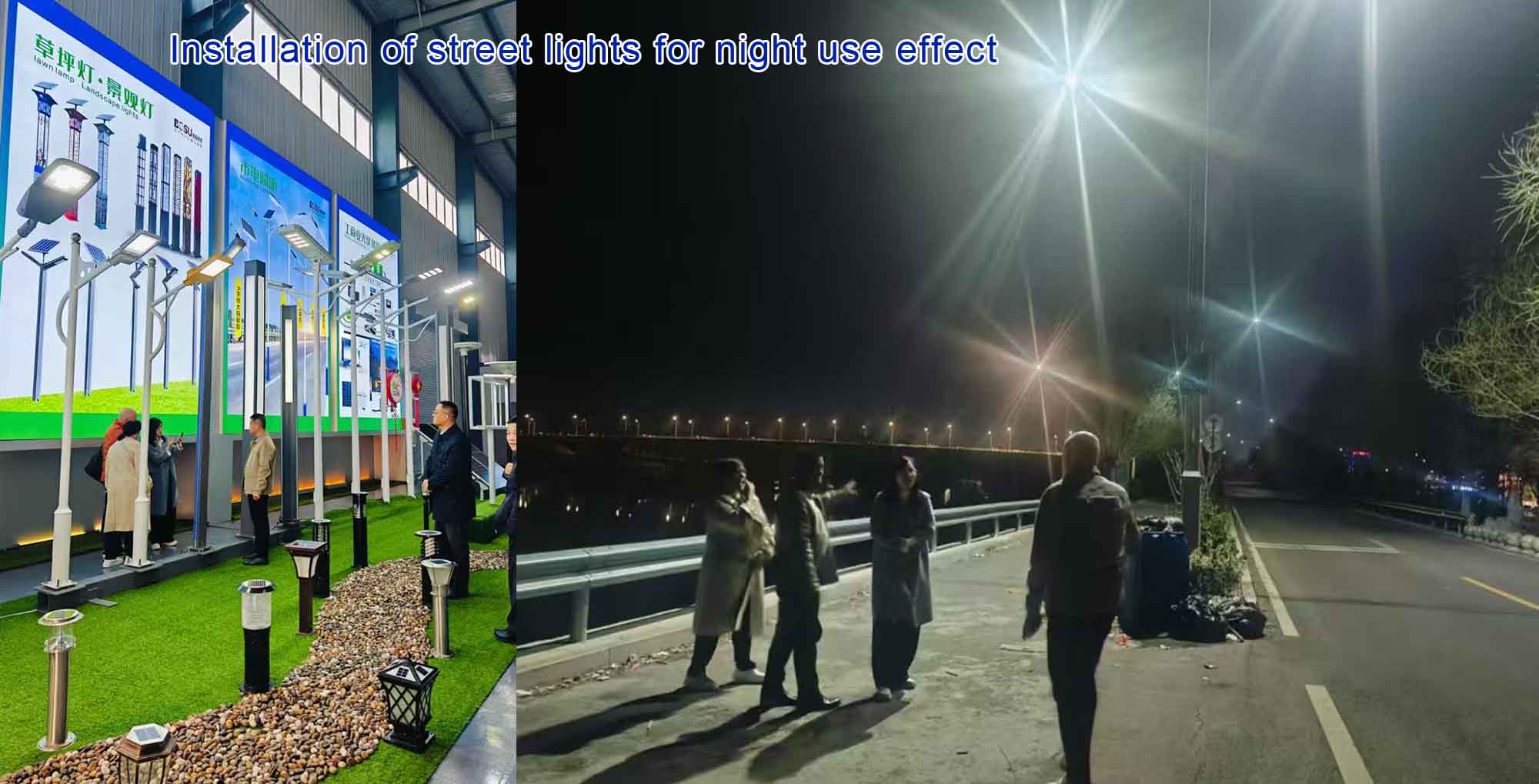 Installation of street lights for night use effect Installation of street lights for night use effect