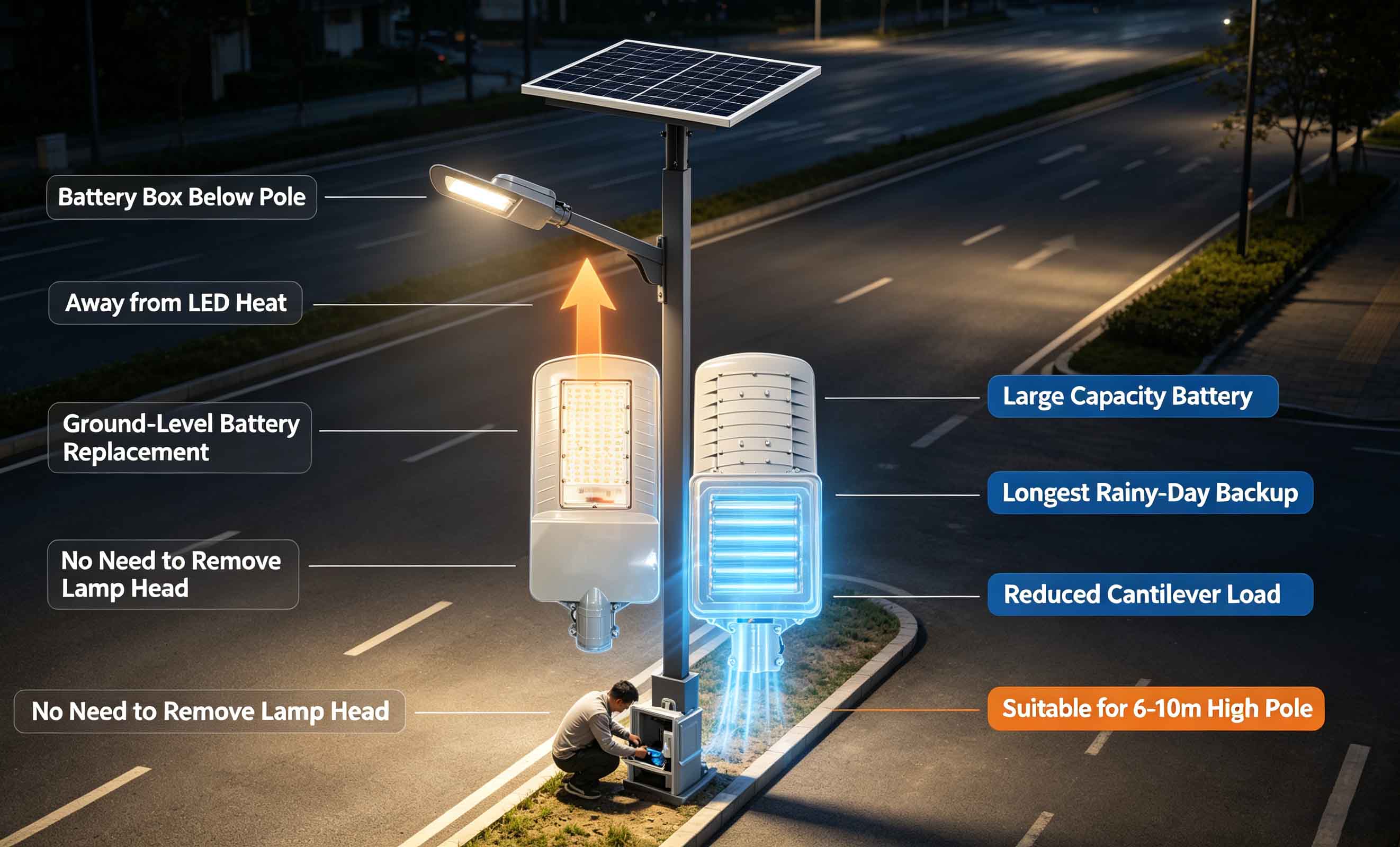 Split solar street light Split solar street light